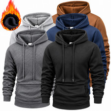 Men's Fleece Lined Pullover Hoodie Warm Sweatshirt Kangaroo Pocket Winter
