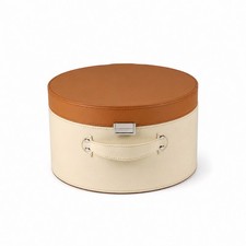 Round Storage Box with Lid Two-Tone Cylindrical Storage Box Compact for Closet