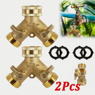 #ad #ad 2Pcs heavy duty brass 2 way garden tap splitter y hose splitter 3 4quot;hose connect $17.83