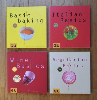 4 GU Kochbücher Konvolut Backbuch italienisches vegetarisch Kochbuch Basics Cake