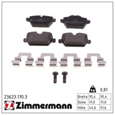 ZIMMERMANN BREMSBEL�GE BREMSBELAGSATZ HINTEN MINI R60 R61 BMW 1ER E81 E87 3ER
