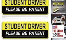 2pcs Student Driver Magnet for Car,Safety Warning Be Patient New Driver Yellow