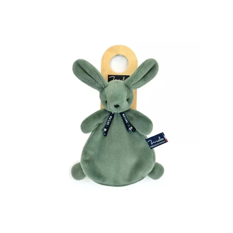 Doudou lapin vert sauge DORLOTIN 22 cm pour apaiser les nuits de bébé
