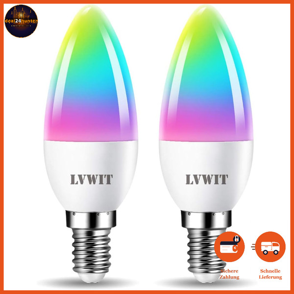 Smart LED GlüHbirne E14 Dimmbar 4,9W 470Lm 2700-6500K RGB 16M Farben 2Er Pack-image