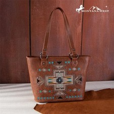 Montana West 479537 Aztec Cross Concealed Carry Tote Brown