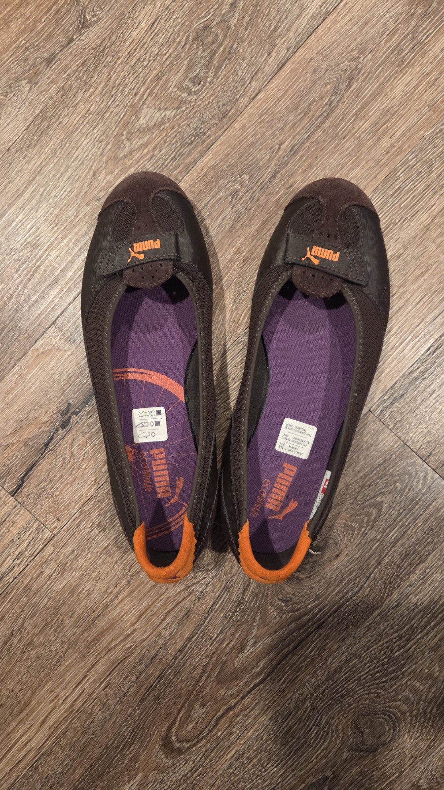 vintageY2KPumaZandyFlatsbrownorangeSuedelearherShoesWomen's7.5