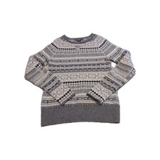 Vtg Eddie Bauer Woman's 100 Lambs Wool Pullover Sweater Gray White