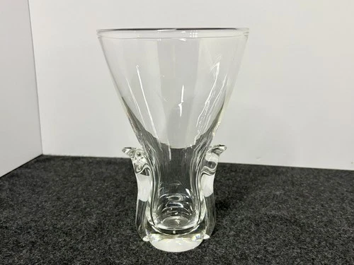 Steuben Art Glass Crystal Vase Lloyd Atkins "Lyre"