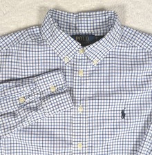 Polo Ralph Lauren Natural Stretch Button Down Shirt Youth Large 14-16 Blue Check