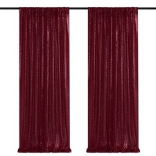 Burgundy Sequin Backdrop Curtains 2 Panels 2FTx8FT Glitter Photo Drapes
