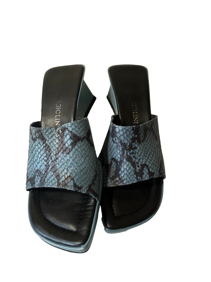 Sandalias Zapatos Enzo Angiolini Talla 7 M AZUL PITÓN GEO WEDGE Foto 2 de 4