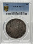 1904 Morgan $1  PCGS AU58 With Gold Shield. Beautiful Coin