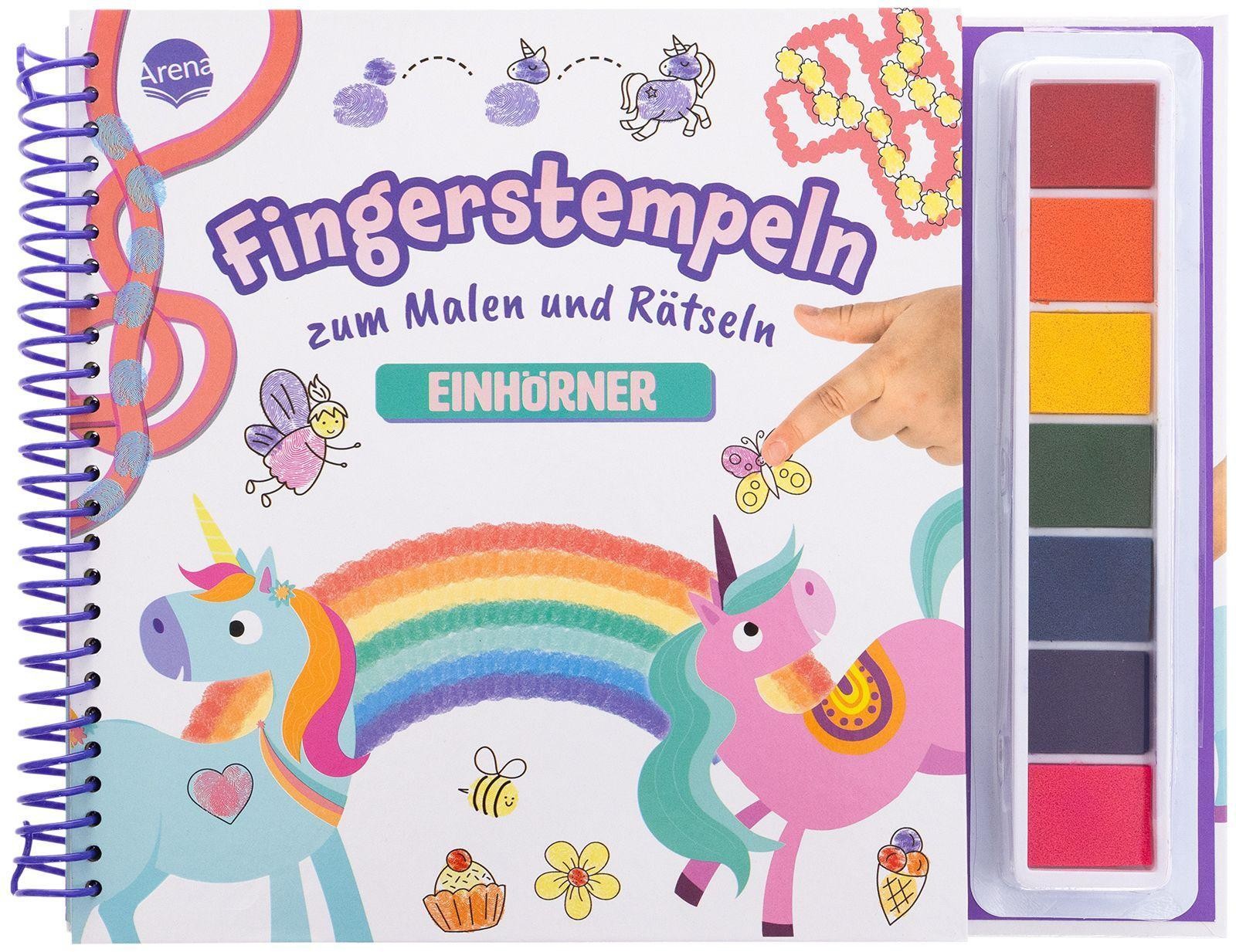 Fingerstempeln zum Malen und Rätseln. Einhörner Hanna Schmitz