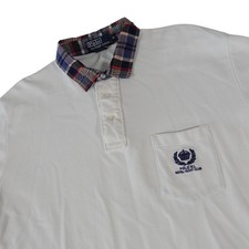 Ralph Lauren Vintage Royal Yacht Club Plaid Collar Pocket Polo Shirt Mens Medium
