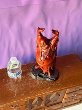 Carved Wood Laughing Buddha Hotei Statue | Bu...