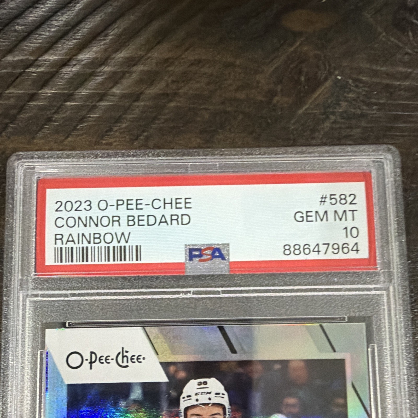 O-Pee-Chee 2023-24 Connor Bedard Marquee Rookie Rainbow #582 PSA 10 /350 view 3
