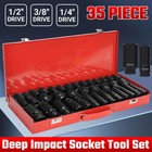 35X Impact Socket 8-32mm Metric Deep Socket 1/2"Drive Ratchet Wrench Metric&SAE