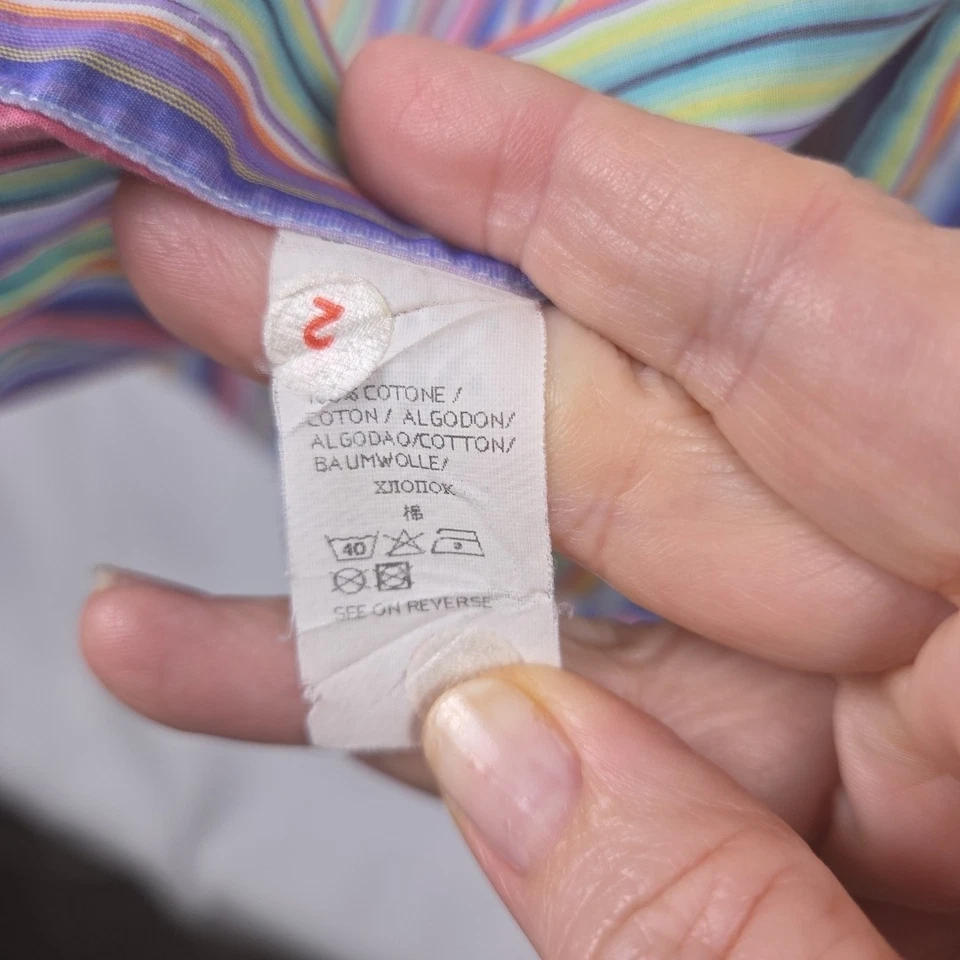 Paul & Shark Yachting Dress Shirt Long Sleeve Cotton Men's Sz L Stripe Colorful - Image 4 of 4