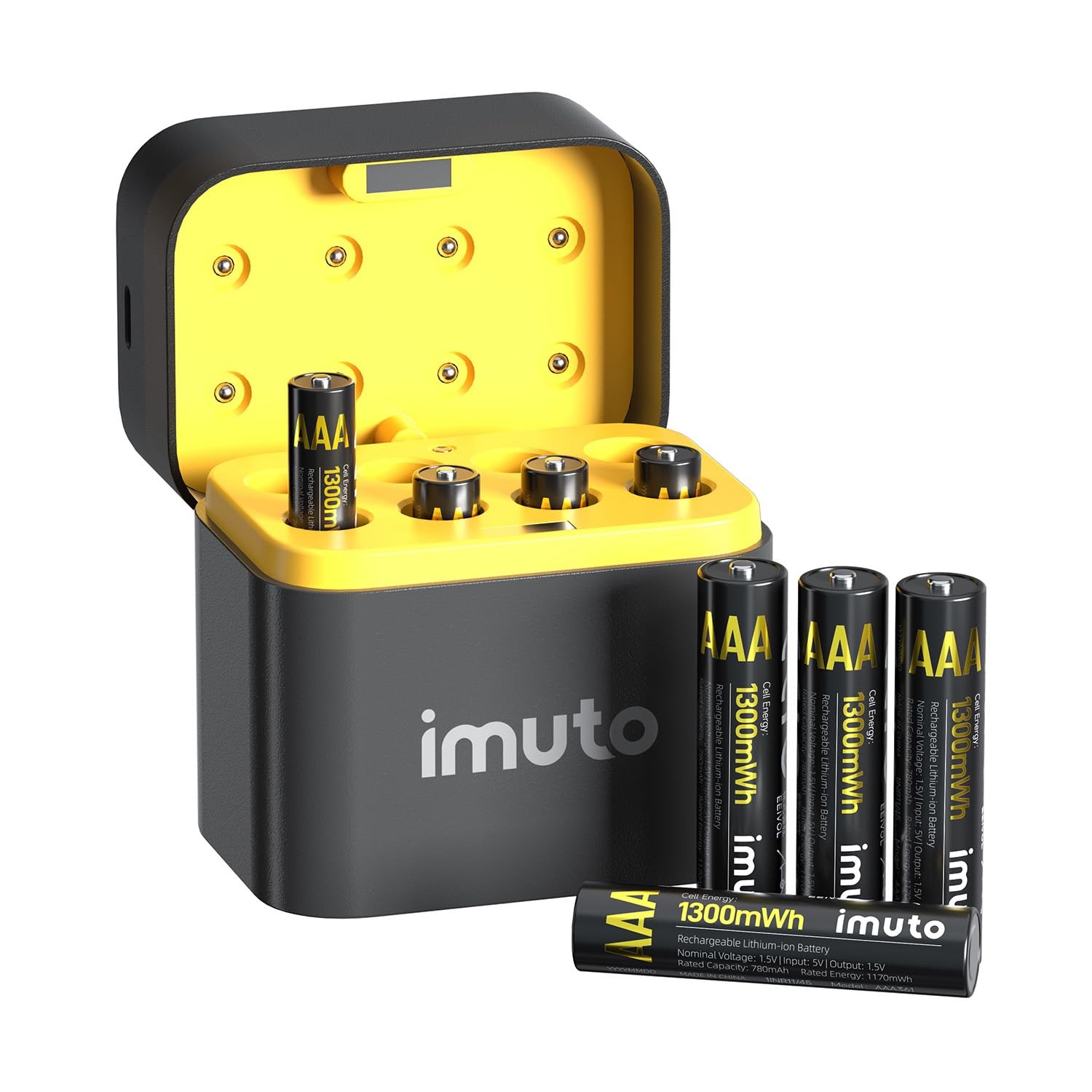 imuto 1.5V Batterie AAA Ricaricabili 1300mWh Litio - 2500 Cicli Lunga Durata