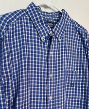 CHAPS Button Up Dress Casual Shirt Size XL Blue & White Checked