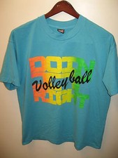 Volleyball Doin' It Right Vintage Retro 1980s Day Glo Wham Beach T Shirt XL USA