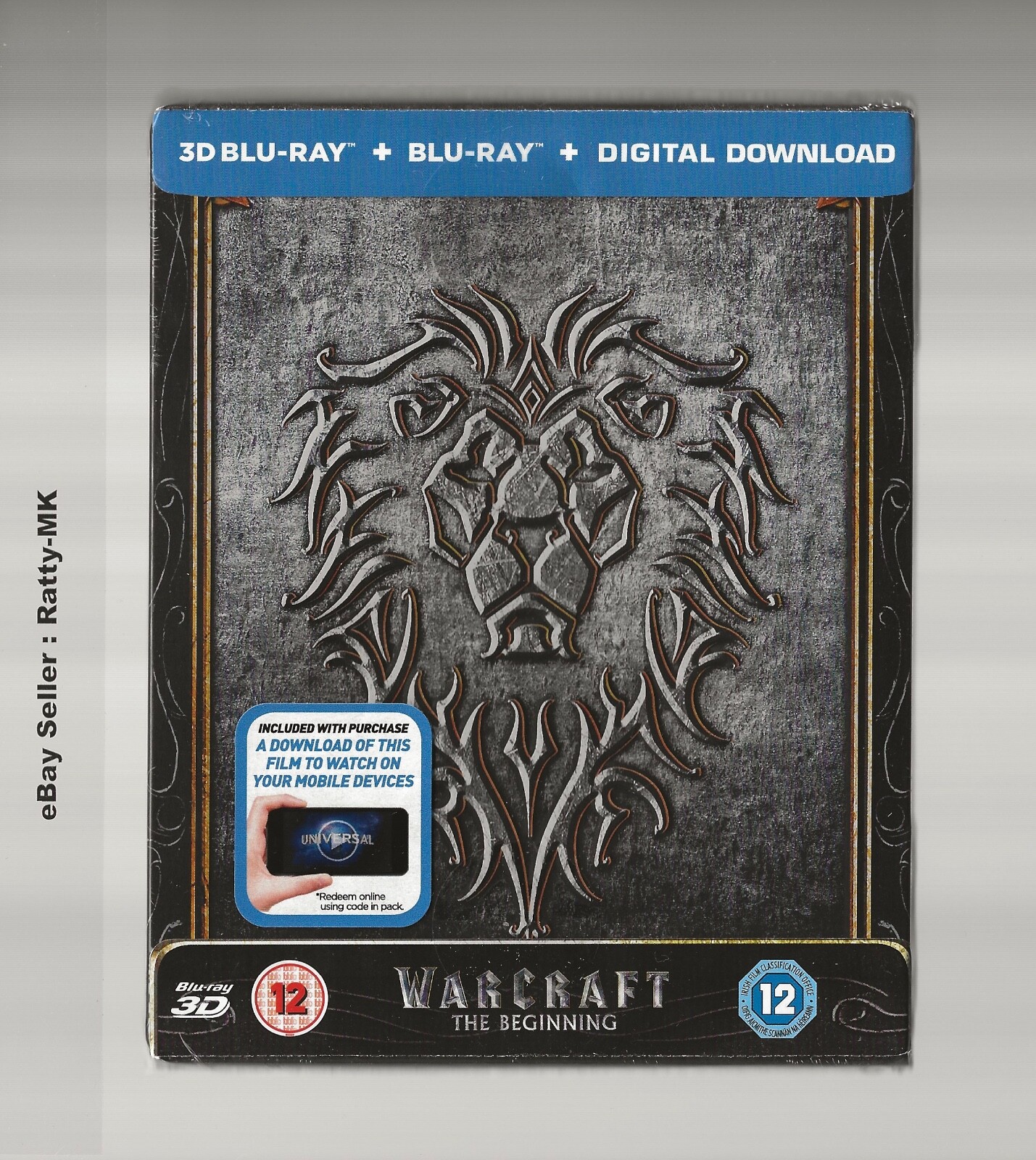WARCRAFT : THE BEGINNING  - UK EXCLUSIVE 3D + 2D BLU RAY STEELBOOK - NEW