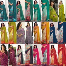 Women's Art Silk Printed Chiffon Saree With Separate blouse Piece