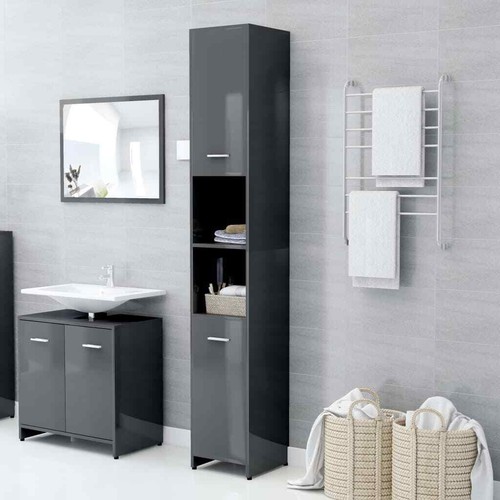 Badezimmerschrank Holzwerkstoff Hochschrank Badschrank mehrere Auswahl vidaXL - Bild 25 von 48
