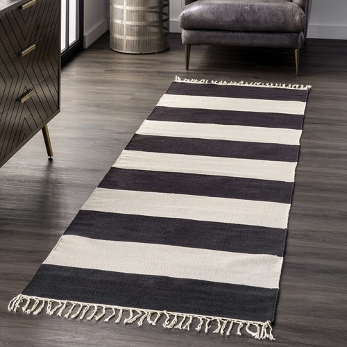 nuLOOM Casuals Ashlee Striped Flatweave Cotton Area Rug in Black - Bild 3 von 6
