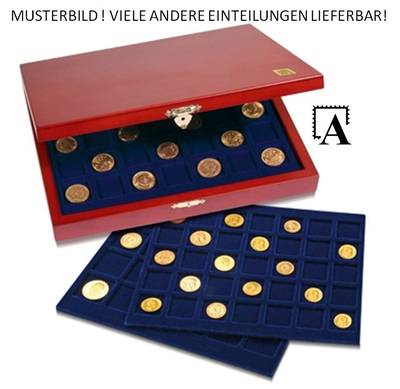 Holz Münzkassette SAFE Elegance f.105 ungekapselte 2-Euro-Münzen runde Vertief