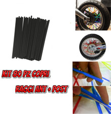80 Copri Raggi Ruote Cerchi NERI UNIVERSALI per Moto Enduro Cross Motard Vintage