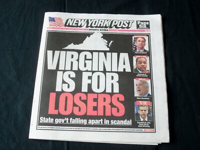 2019 FEBRUARY 7 NEW YORK POST NEWSPAPER - VIRGINIA IS FOR LOSERS - STATE GOV'T