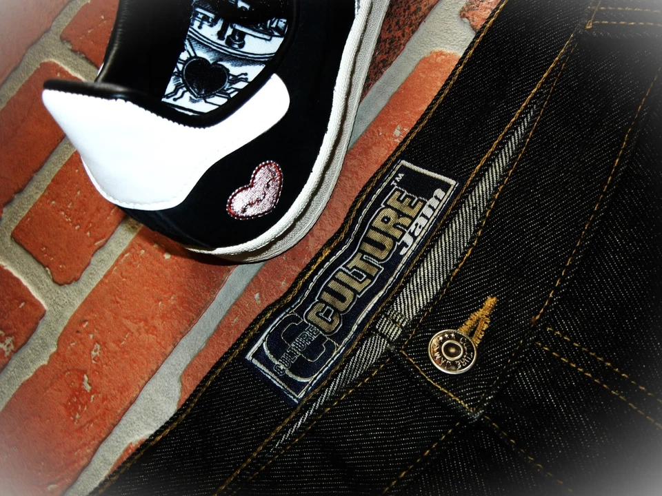 CULTURE Uncancelled JAM 1$T SKATE Vintage $TRAPS STREETWEAR Denim Shorts HIP HOP - Image 4 of 4