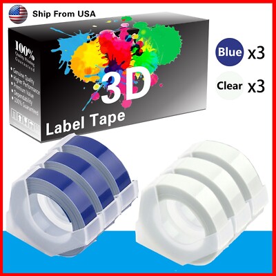 (3Blue+3Clear) LabelTape Fit For Dymo 15447 Dymo 20008CP Label Makers