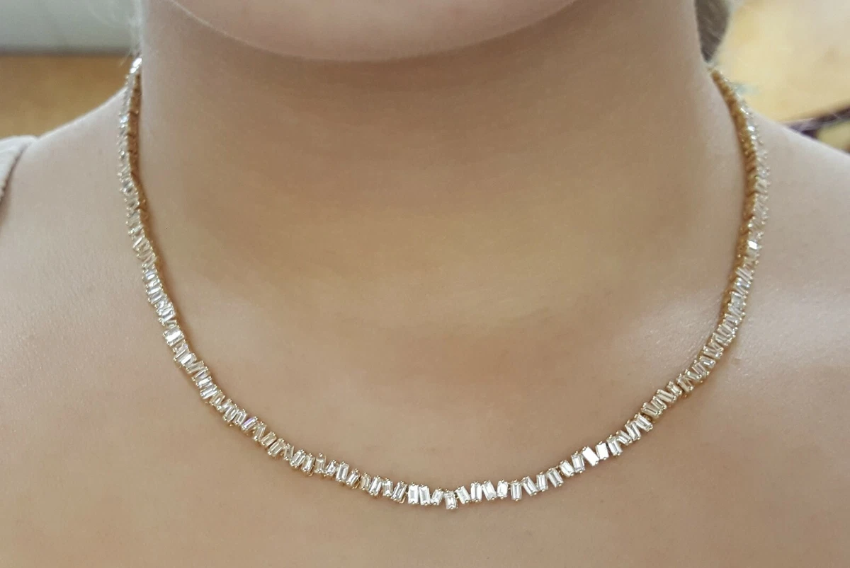 Baguette diamond tennis necklace Clearance
