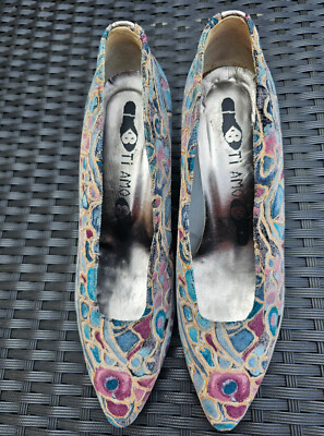 TI AMO Veloursleder-Pumps, Jeansblau, Gr. 39 (6)