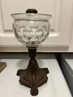Vienna style drip rim oil lamp with iron base