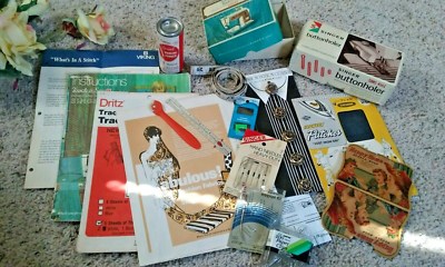 Singer Sewing Accessories Needles Button Holer Powder Tape Patches LOT