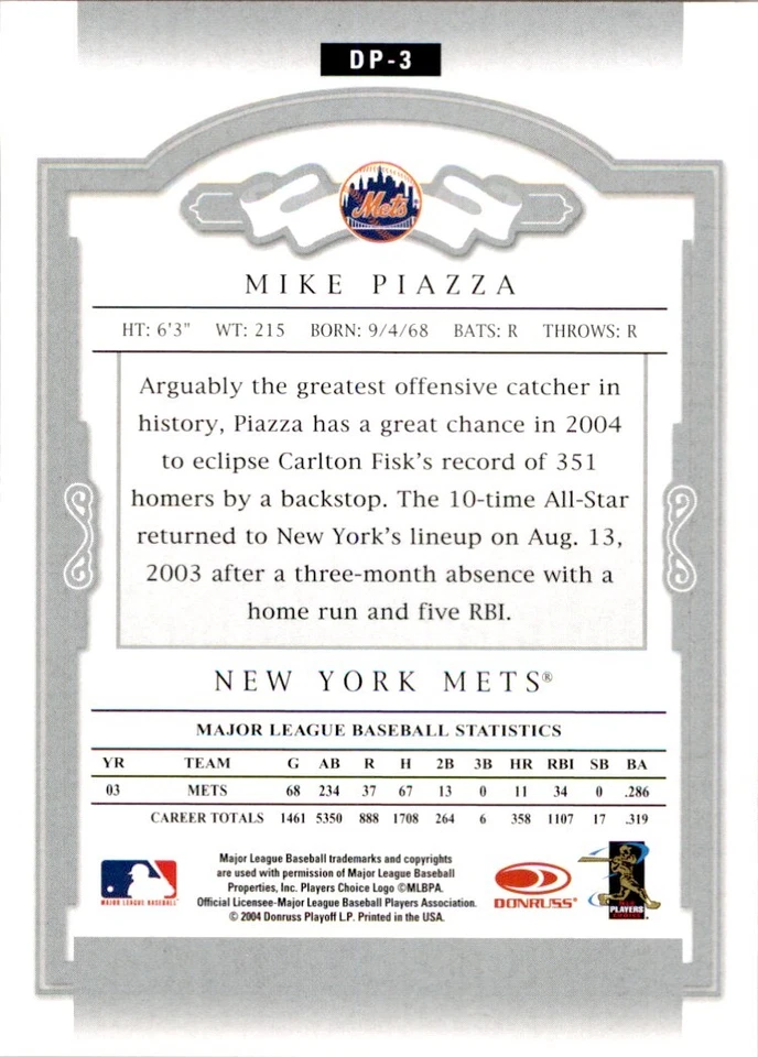 2004 National Trading Card Day #DP3 Mike Piazza - Image 2 of 2
