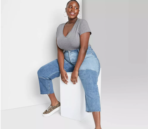 Women's Plus Size Short Sleeve V-Neck Cropped T-Shirt - Wild Fable - 第 1/3 張圖片