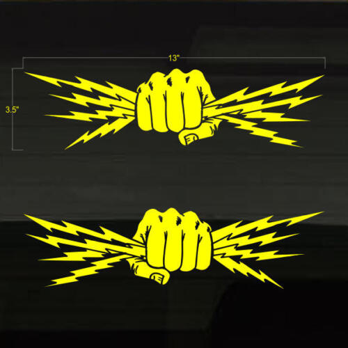 Fists Lightning Bolt Electrician Power Expert Decals Stickers 13"x3.5" Lineman - Picture 1 of 1