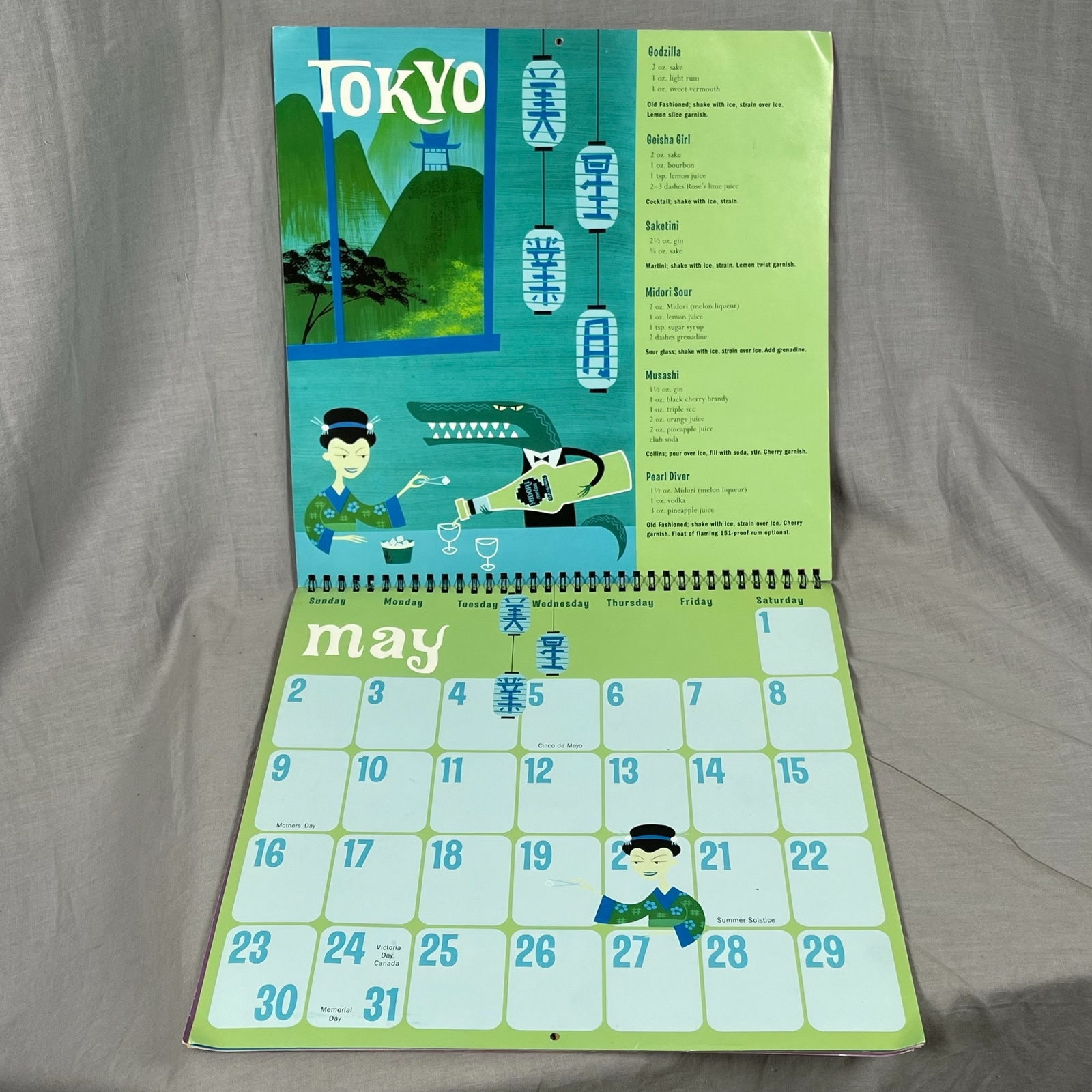 Shag's Around the World in 80 Drinks 2004 Calendar Art + Cocktail Recipes Tiki - Picture 4 of 5