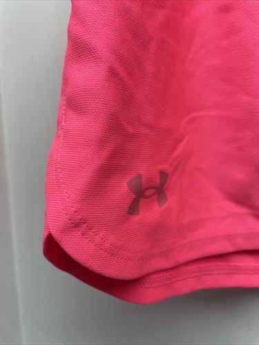 New Youth XL Under Armour Girls PLAY UP Solid Pink, Logo Band Training Run Short - Picture 2 of 10