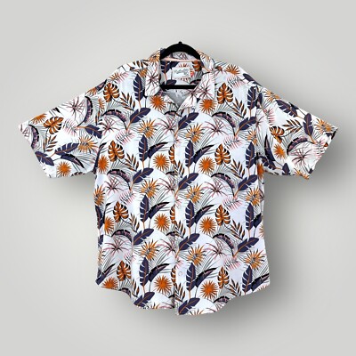 Huntington Beach Club Shirt Mens 2XL Tropical Hawaiian Floral Button Up Aloha