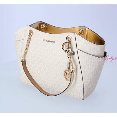 Michael Kors Jet Set Travel Large Chain Shoulder Tote Pale