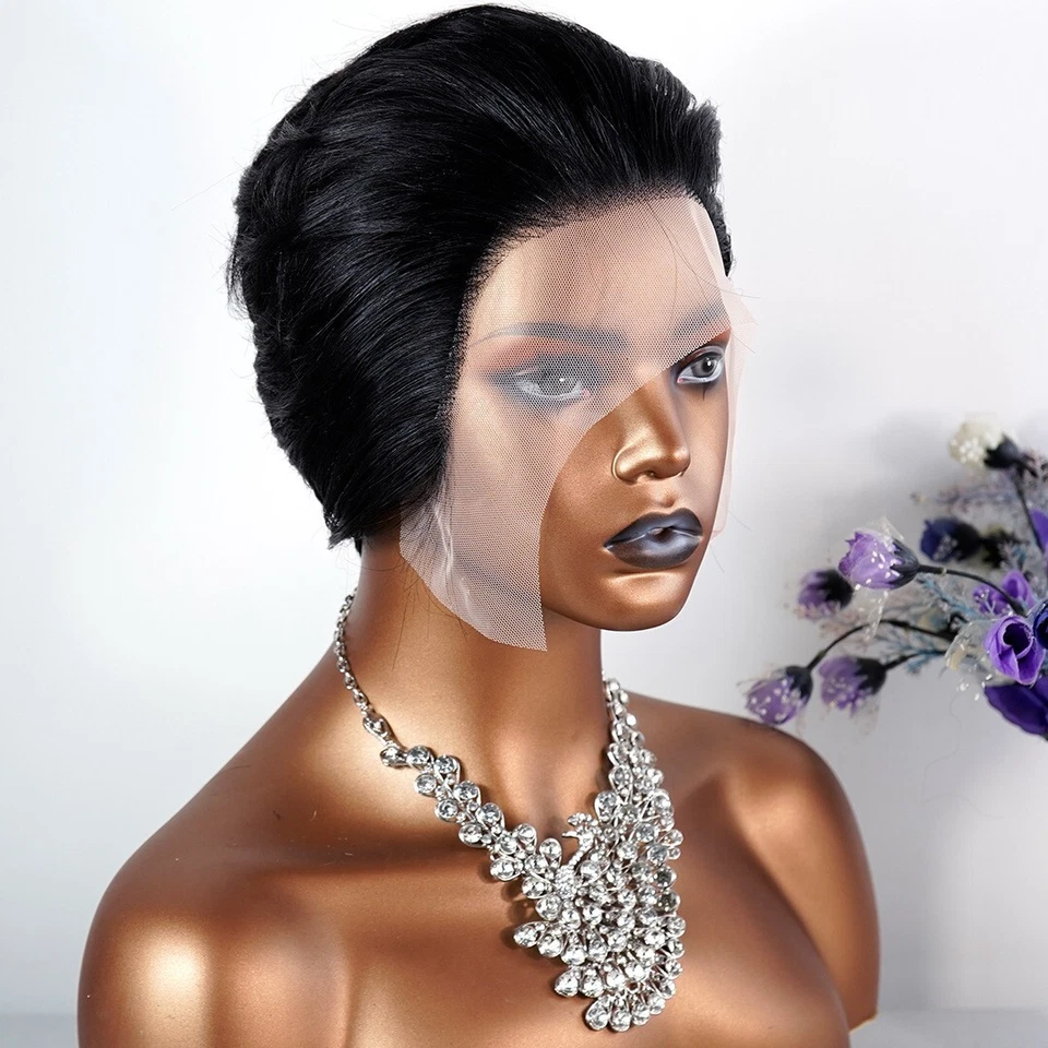 Pelucas de encaje de 8 pulgadas 13x1 cabello liso peluca de cabello humano brasileño pelucas de cabello frontal Foto 2 de 4