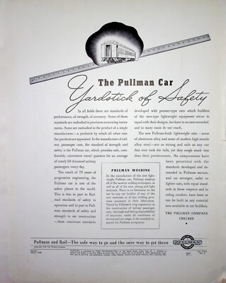 Original train AD: The pullman car yardstick of safety