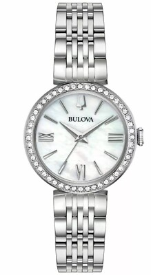 Bulova Women\'s Crystal-Accent Silver-Tone Bracelet Watch #608 Amazon.com: Bulova Ladies main image 3
