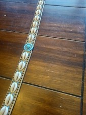 1970 African Cowrie Shell Belt I Turquoise Colored Bead Tie Hippie Belt