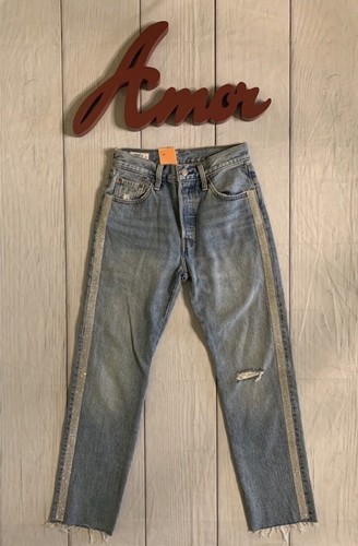 Pantalones de mezclilla recortados 501 azul áspero diamante talla 24x28 Levi’s nuevos con etiquetas $128 - Imagen 5 de 12